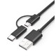 Καλώδιο USB 2.0(A) σε USB Micro & Type-C, 1.5m, μαύρο 